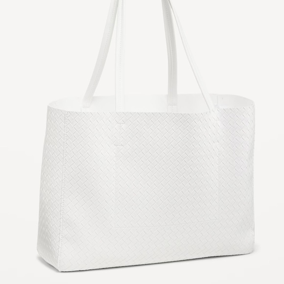 NWT OLD NAVY Faux Leather Tote Bag Color: O.n. White B Textured, - Picture 1 of 3